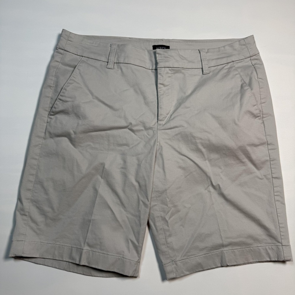 J.Crew Chino Shorts Womens Size 8 Beige Twill Stretch Summer Casual Flat Front